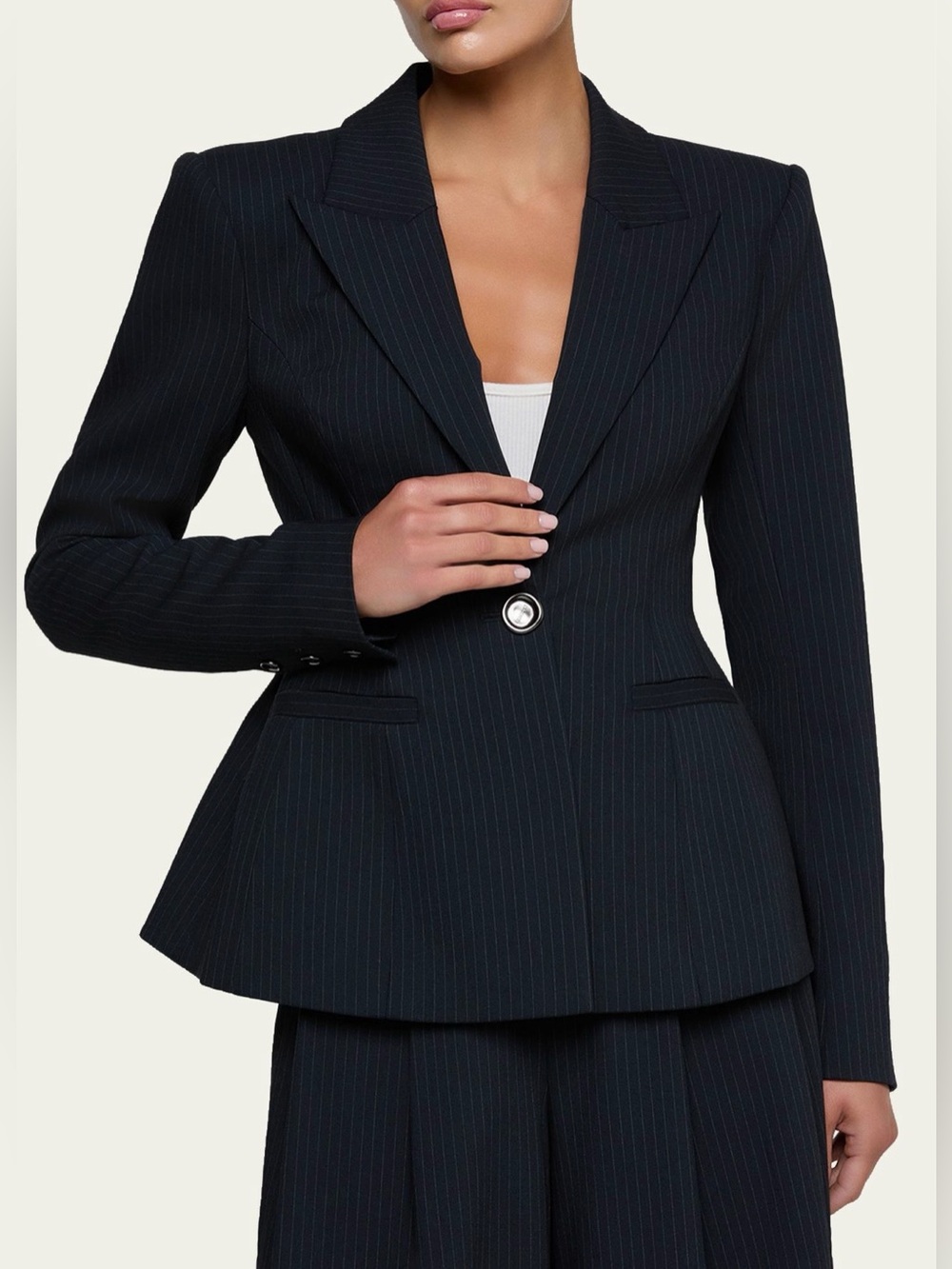 L'AGENCE Therese Single-Breasted Pinstripe Blazer
